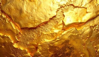 The textured surface of refined gold.